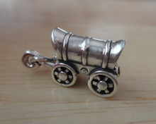 3D 10x20mm Sooners Covered Chuck Wagon Sterling Silver Charm