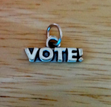 12x8mm says Vote Republican or Democrat Sterling Silver Charm