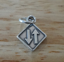 13x16mm Two Way Traffic Sign Sterling Silver Charm