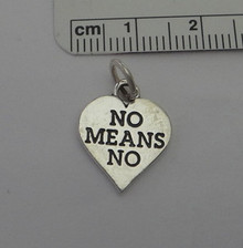 Says No Means No on a Heart Sterling Silver Charm