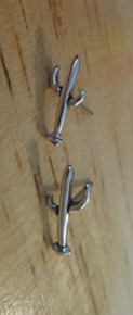 Tiny 6x12mm Saguaro Cactus Sterling Silver Stud Earrings