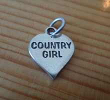 14x16mm Says Country Girl on a Heart Sterling Silver Charms