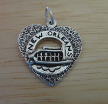 20x20mm New Orleans Riverboat in a Heart Sterling Silver Charm