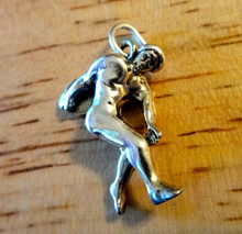 20x22mm 3D Track and Field Discus Athletic Sterling Silver Charm