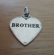 16x18mm Says Brother on a Heart Sterling Silver Charm