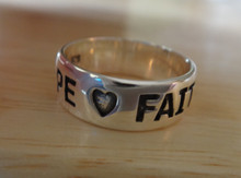 size 5 to 9.75 Solid Hope (heart) Faith + Love Sterling Silver Ring