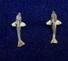 4x14mm Small Long Dolphin Porpoise Sterling Silver Studs Earrings!