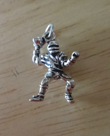3D 15x20mm Football Player Sterling Silver Charm