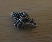 3D 3 gram solid Bunch of Grapes with Leaves Sterling Silver Charm