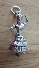 3D 14x22mm Mexican Spanish Dancer Sterling Silver Charm