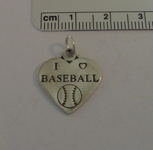 says I Love Baseball with Ball on a Heart Sterling Silver Charm