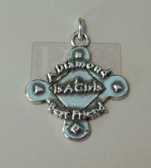 22x21mm says A Diamond is a Girl's Best Friend on a Softball Diamond Sterling Silver Charm