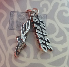 3D 23x15mm Track and Field & Shoe with Wings Sterling Silver Charm