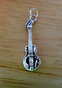 29x7mm Bass Guitar Music Instrument Sterling Silver Charm
