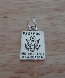 10x11mm US United States of America Travel Passport Sterling Silver Charm