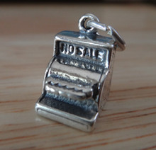 9x14mm Old Fashioned Cash Register Sterling Silver Charm