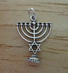 19x23mm Menorah with Star of David Sterling Silver Charm