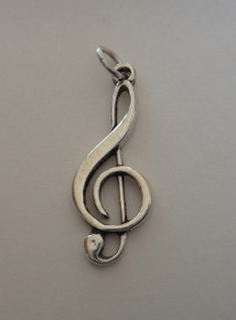 10x27mm Treble Clef Sterling Silver Charm