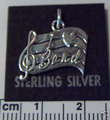 13x17mm says I Love Band on a Music staff with Treble Clef Sterling Silver Charm