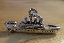3D 22x10mm Titanic Cruise Ship Boat Sterling Silver Charm
