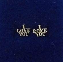 TINY 9x7mm says I Love You Sterling Silver Stud Earrings