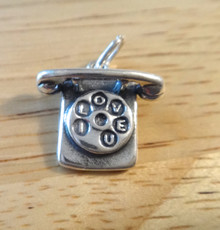 18x16mm Rotary Telephone Phone I Love You Sterling Silver Charm