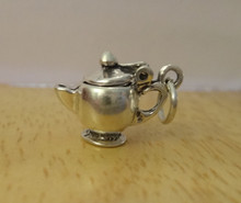 10x15mm 3D 2.1g Movable Tea Coffee Teapot Sterling Silver Charm