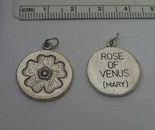 18mm Religious symbol of Mary Rose of Venus Sterling Silver Charm