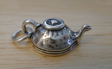 3D 13x13mm 3.3 g Old Fashioned Tea Teapot Kettle Sterling Silver Charm