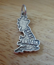 14x23mm Shape of Country Great Britain Sterling Silver Charm