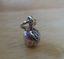Tiny 6x11mm solid Sterling Silver 3D Apple Sterling Silver Charm for Fall!!