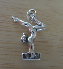 3D 15x24mm Balance Beam Gymnastics Girl Sterling Silver Charm