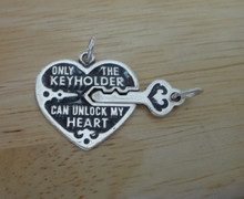 27x20mm Heart w/ Key to Unlock it Sterling Silver Charm