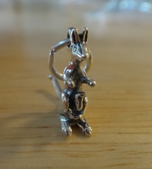 3D 15x15mm Kangaroo with Joey Sterling Silver Charm