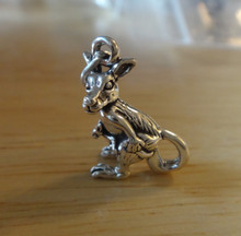 3D 15x19mm Kangaroo with Joey Baby Zoo Sterling Silver Charm