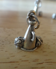 3D 3 gram Cheerleader Megaphone and Pom Poms Sterling Silver Charm