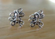 Small 10x8mm Octopus Squid Sterling Silver Stud Studs Earrings!