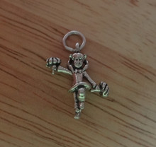 Young Cheerleader with Pom Poms Sterling Silver Charm