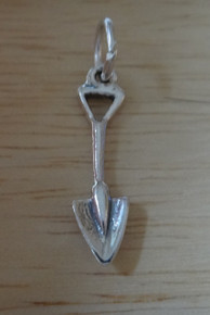 3D 6x21mm Small Garden Shovel Spade Sterling Silver Charm