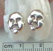 8x10mm Comedy & Tragedy Sterling Silver Stud Post Earrings