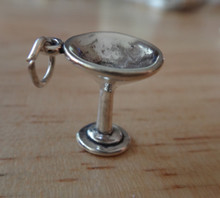 3D 14x15mm Martini or Margarita Glass Sterling Silver Charm