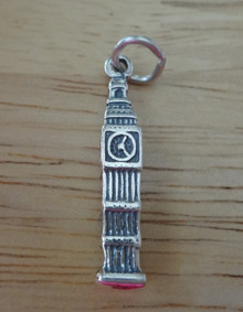 5x27mm 3D Big Ben Clock Tower in London Sterling Silver Charm