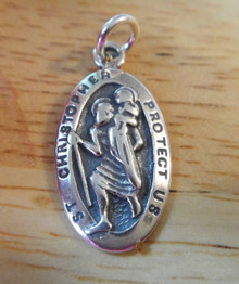 20x11mm Small Oval St Christopher Medal Sterling Silver Charm