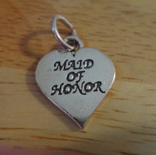 14x16mm Says Maid of Honor Heart Sterling Silver Charm