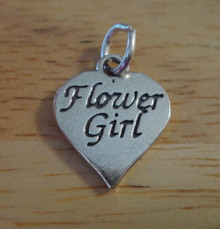 14x16mm Says Flower Girl on Heart Sterling Silver Charm