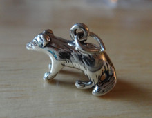 3D 20x13mm Sterling silver Heavy solid Badger Sterling Silver Charm