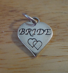 14x16mm Says Bride on a Heart Sterling Silver Charm