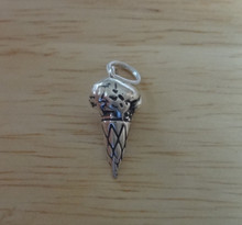 16x7mm 3D Ice Cream Cone Sterling Silver Charm