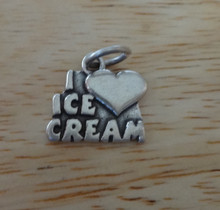 15x13mm I Love (Heart) Ice Cream Sterling Silver Charm