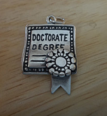 15x24mm Doctorate Degree Diploma Sterling Silver Charm